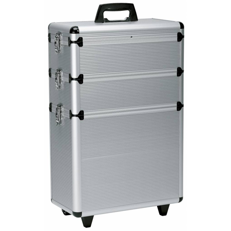 Koffer 3-deling met trolley (aluminium)